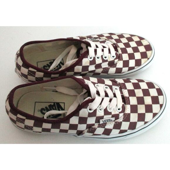 Van's Unisex Red & White Checked Canvas Lace Shoes Women's 6.5 & Men's 5 - Picture 6 of 10